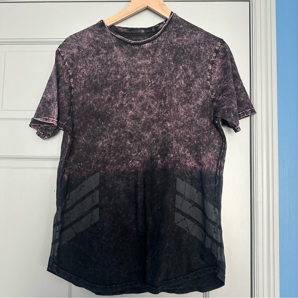 Buffalo David Bitton Black and Purple Mineral-Wash Crewneck Tee
